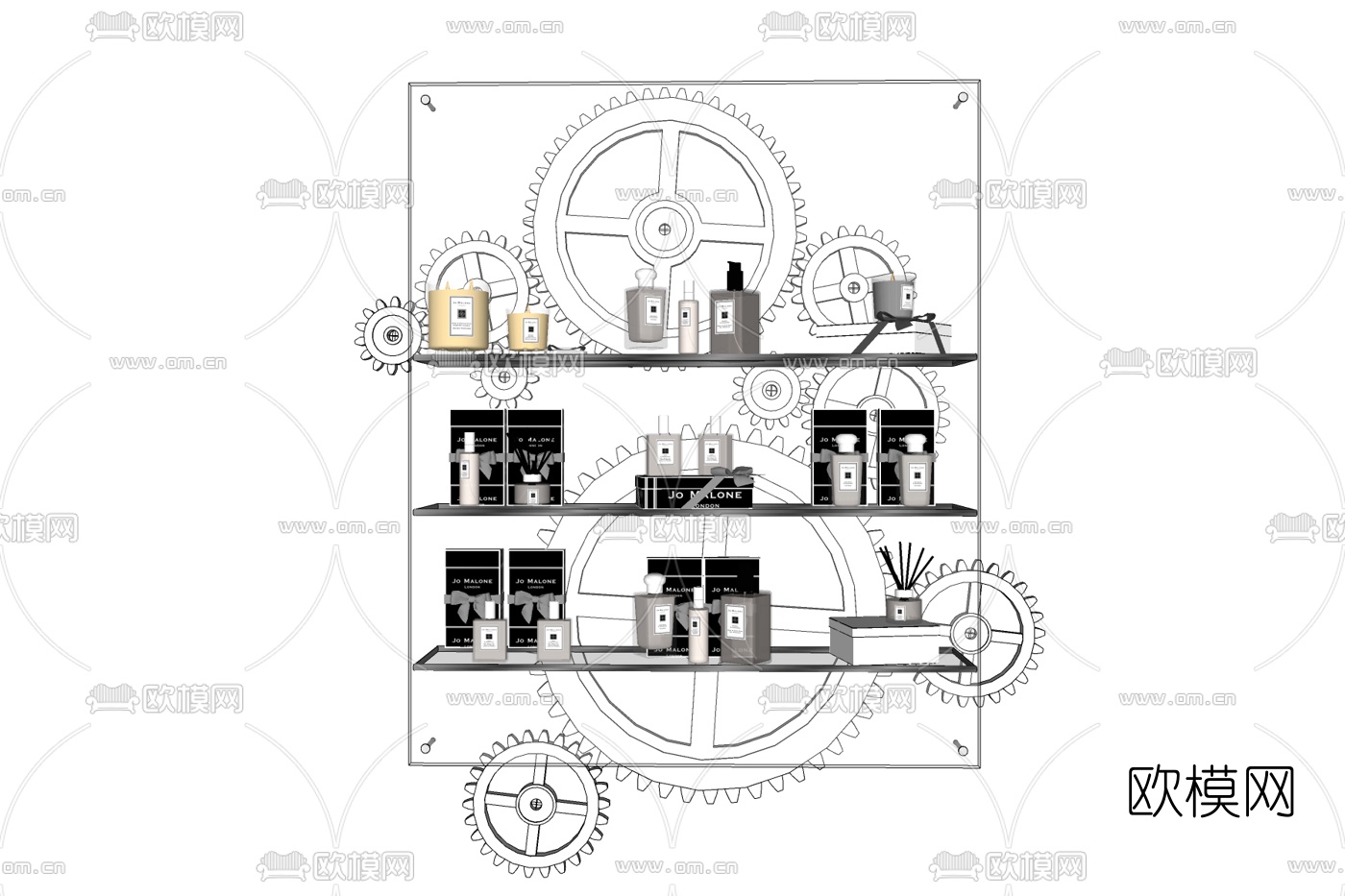 工业风装饰架免费su模型下载