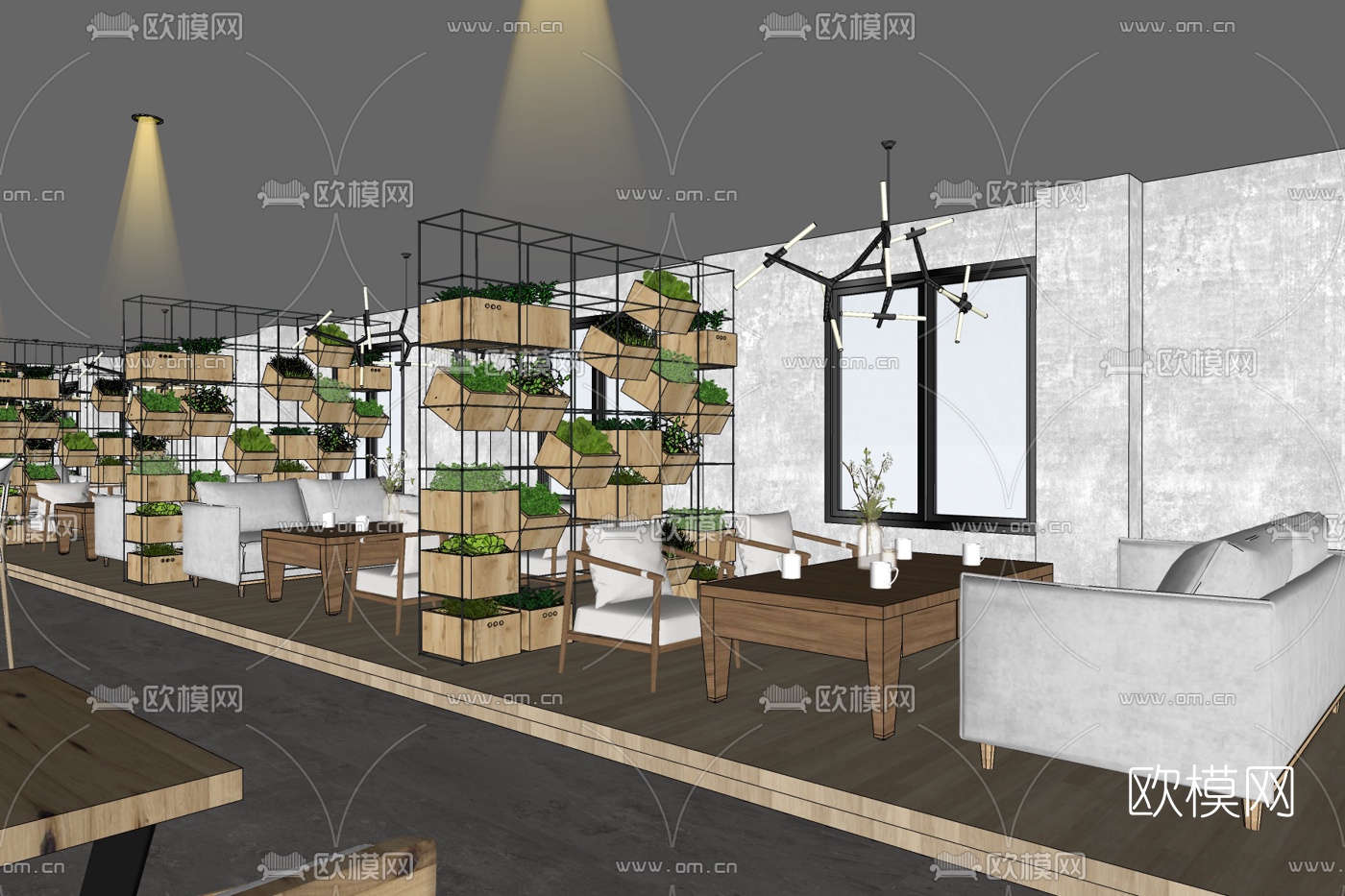 工业风奶茶店免费su模型下载