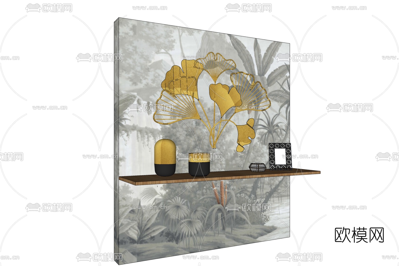 现代实木端景台免费su模型下载