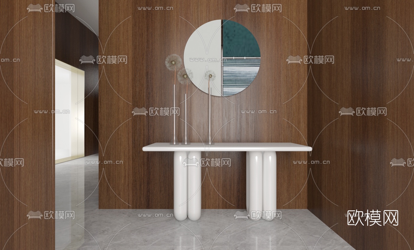 壹舍设计 现代简易端景条案3d模型下载