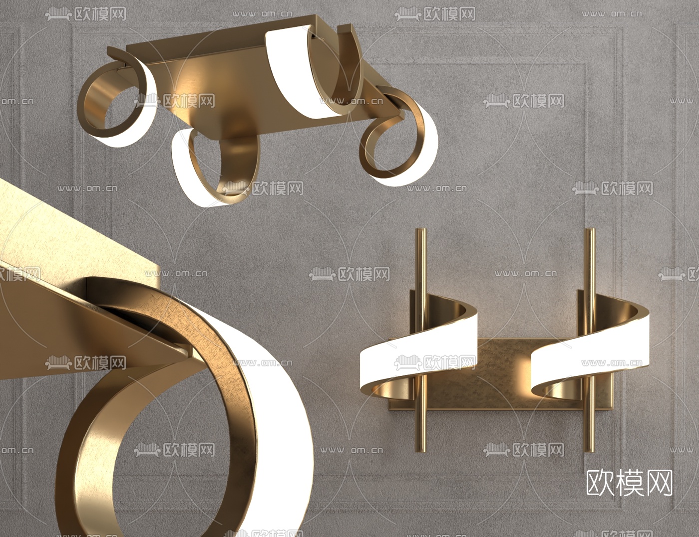 现代金属壁灯组合3d模型下载