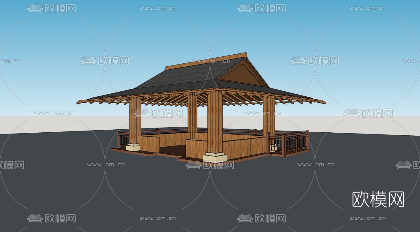 中式小亭子免费su模型下载