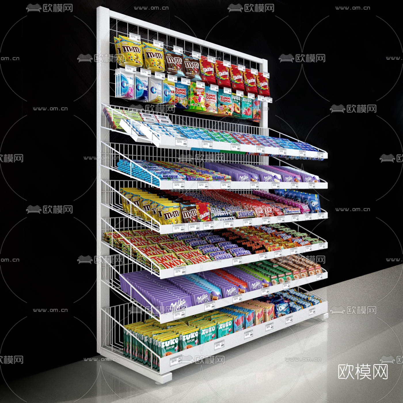 现代零食货架3d模型下载（渲染图2）