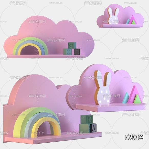 现代儿童壁柜3d模型下载