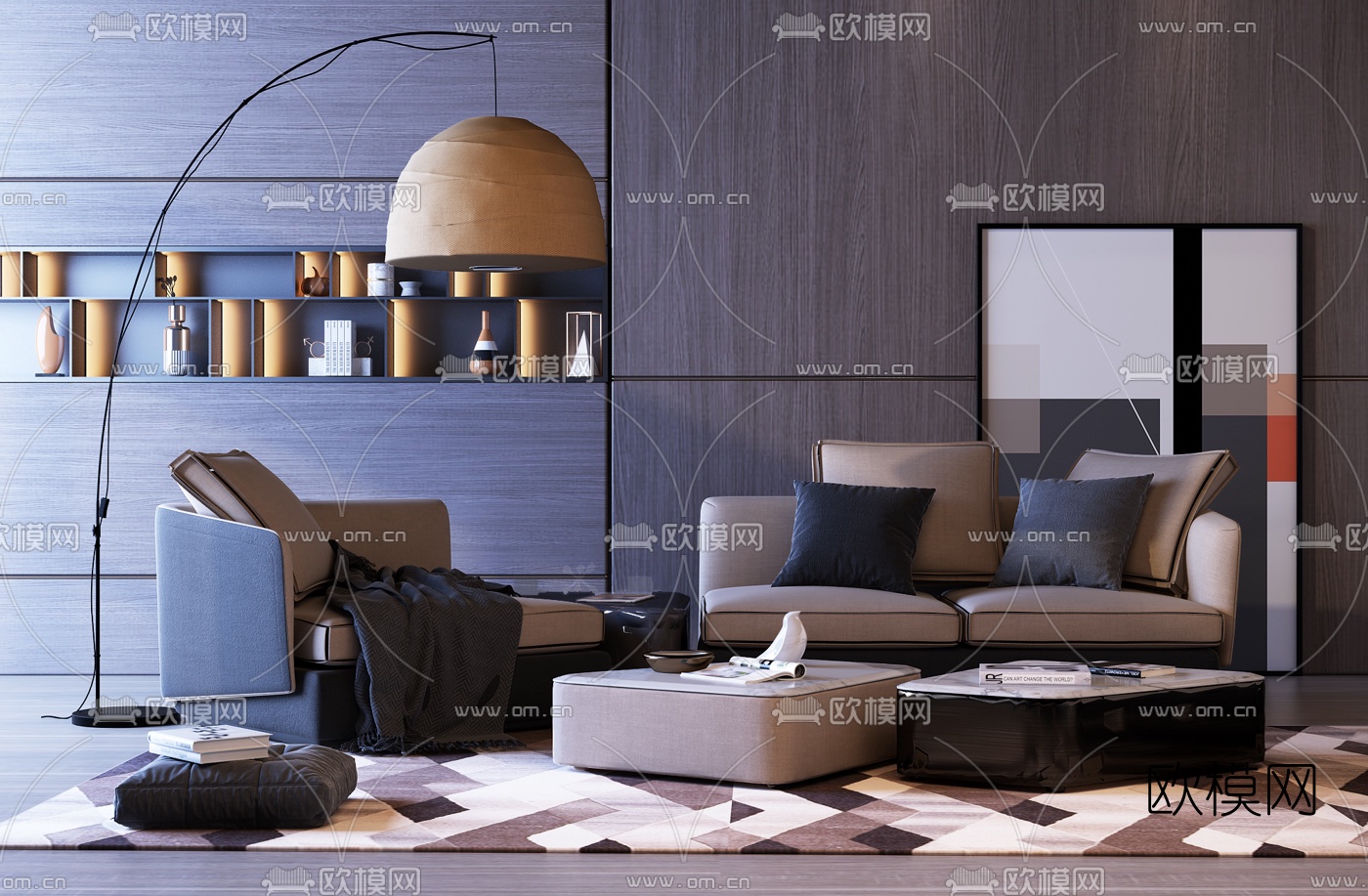 现代沙发组合3d模型