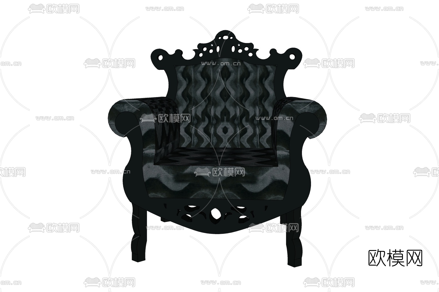 简欧布艺单人沙发免费su模型下载