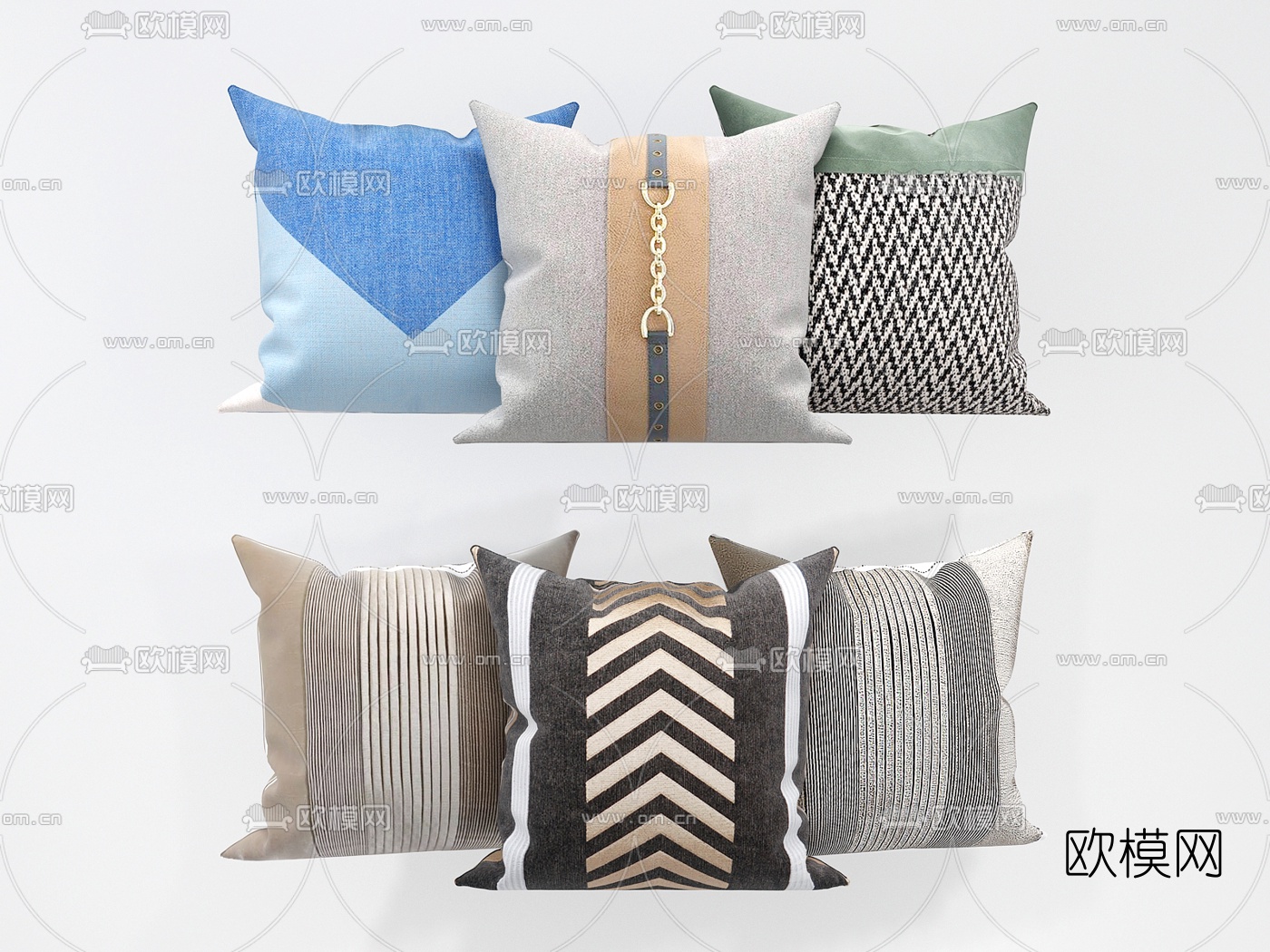 现代布艺抱枕3d模型下载