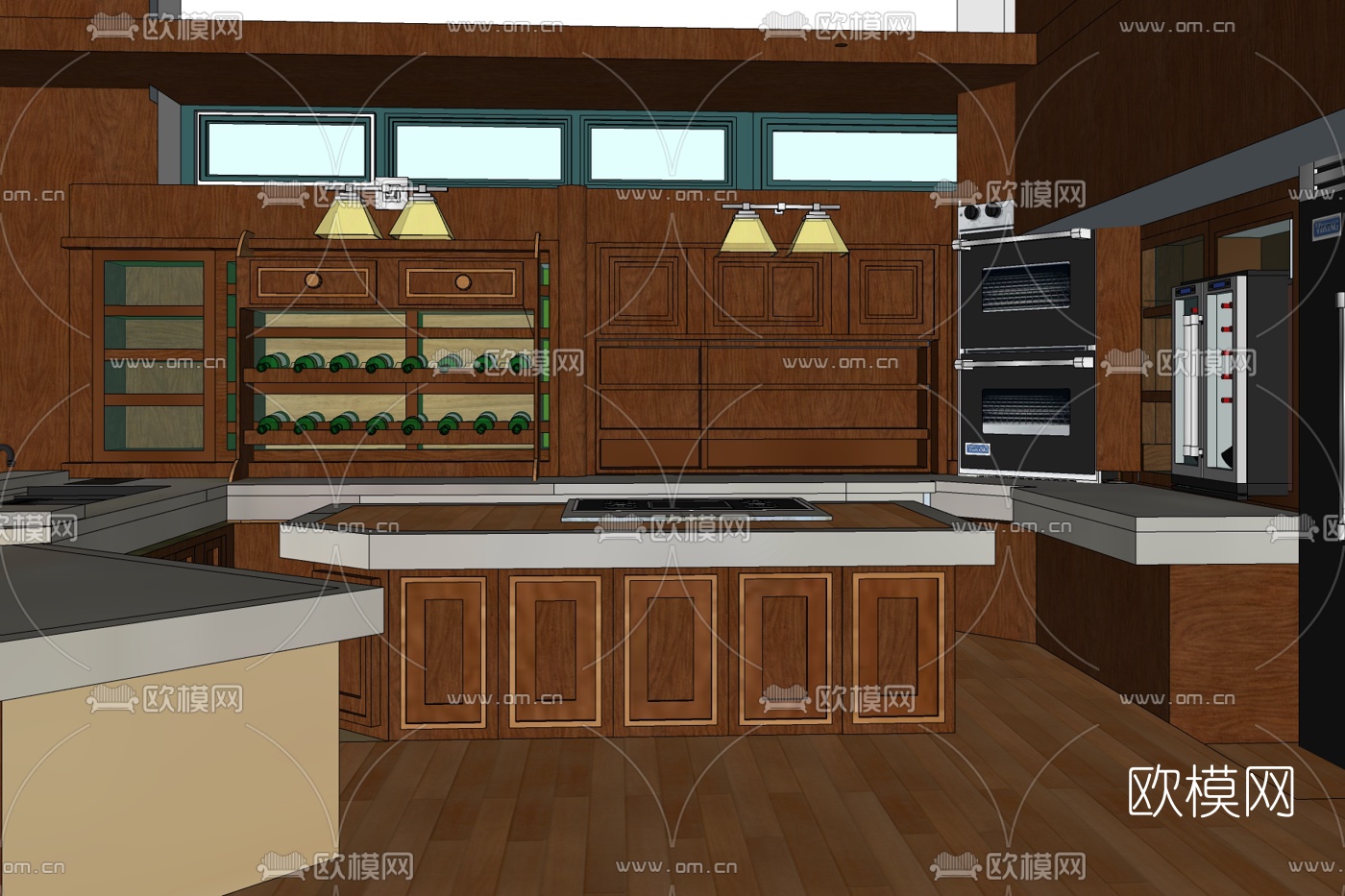 中式厨房免费su模型下载