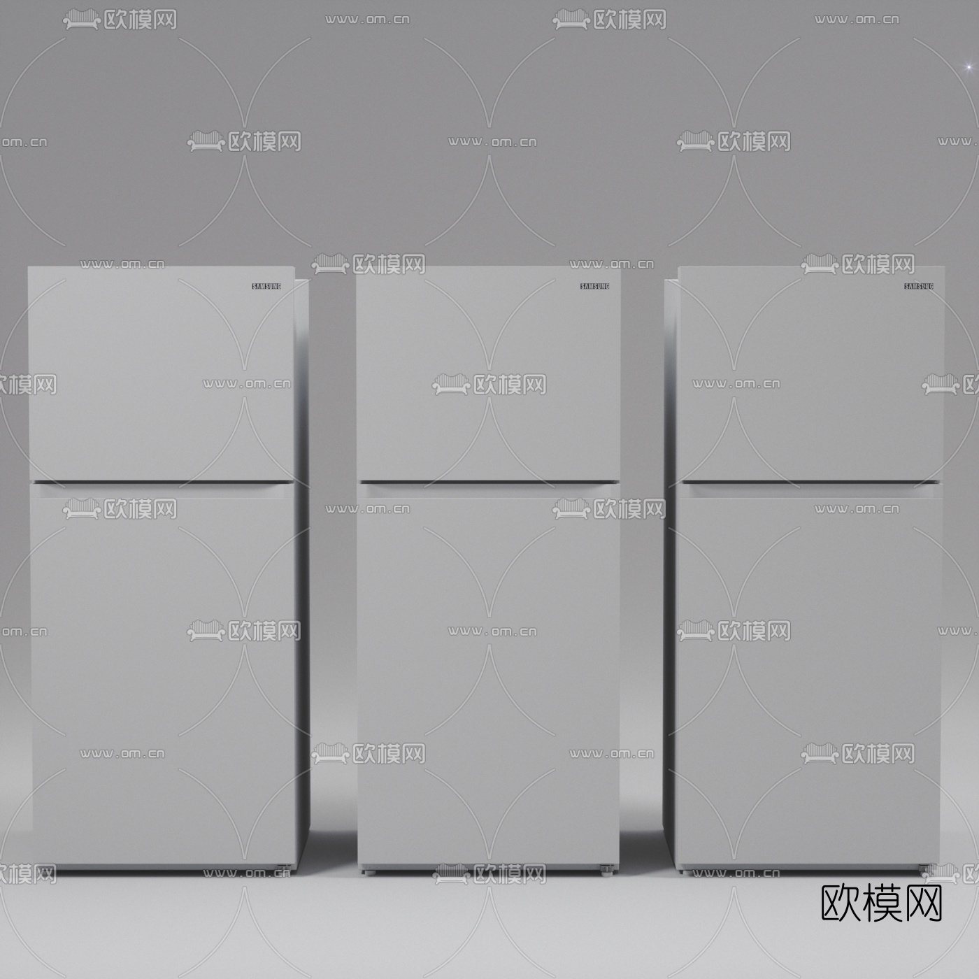 现代单开门冰箱3d模型