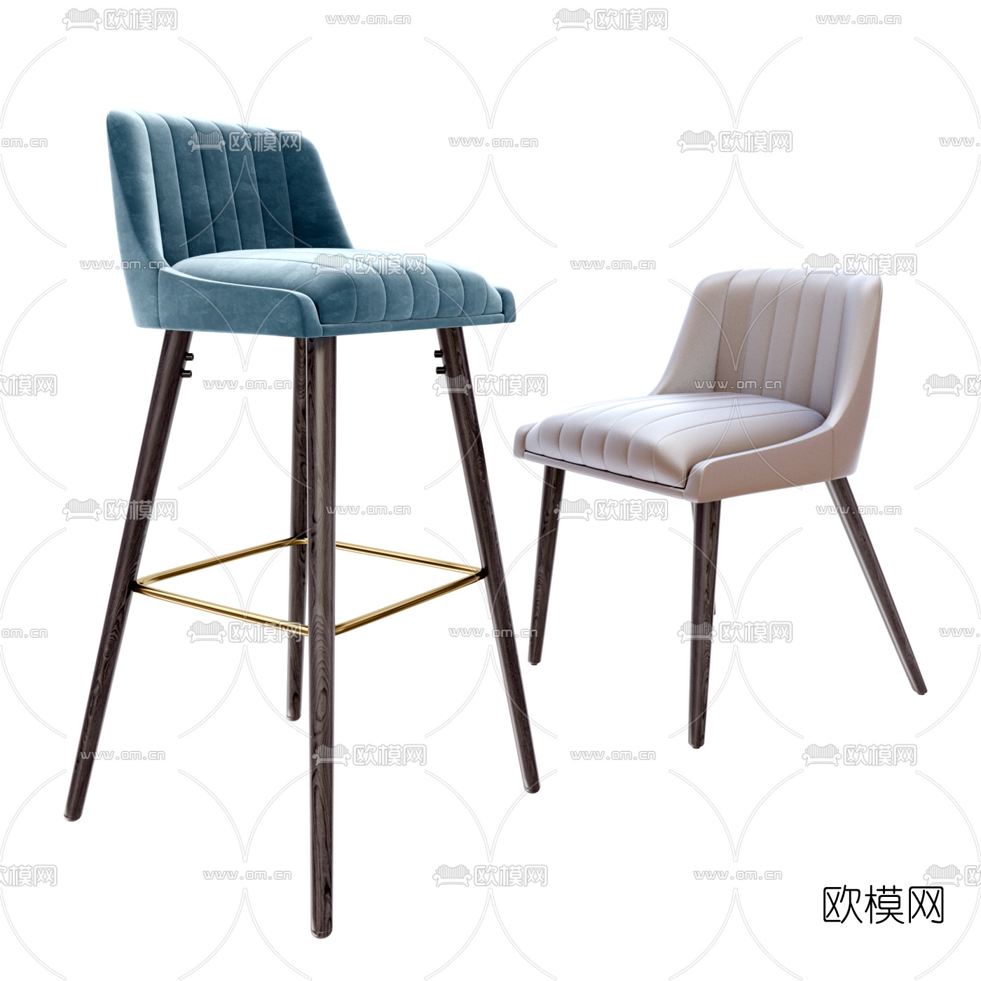 现代实木吧椅餐椅3d模型
