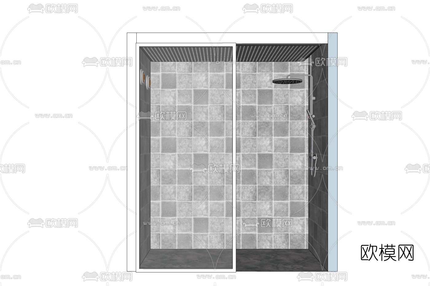 现代玻璃淋浴房免费su模型下载