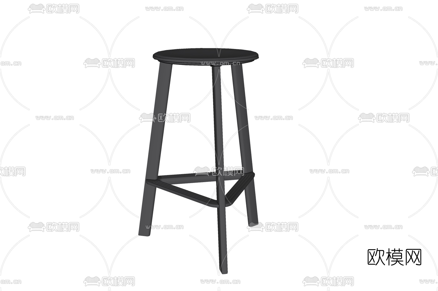 现代实木吧台椅免费su模型下载