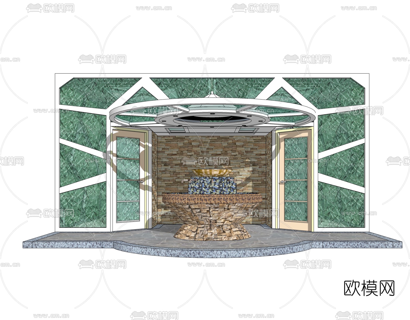 现代公共卫生间门头免费su模型下载