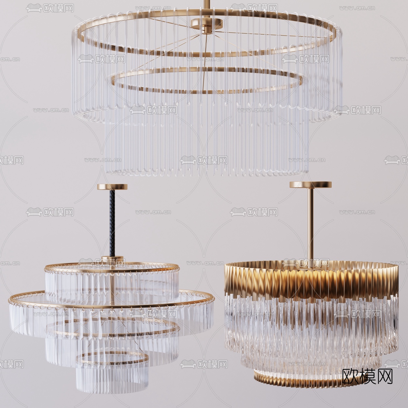 现代水晶吊灯3d模型下载