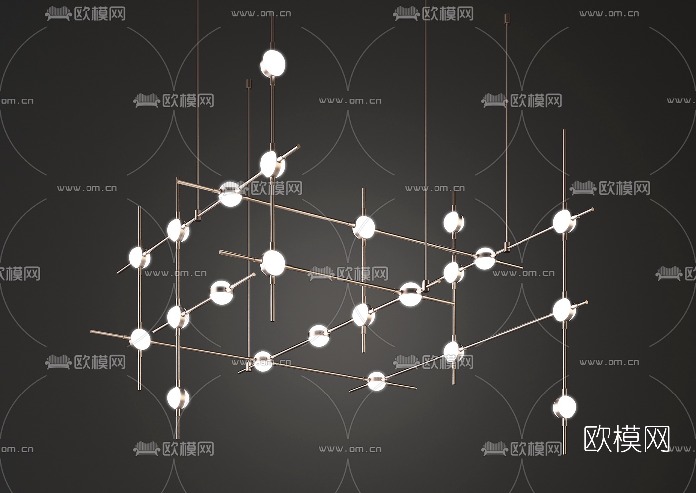 现代金属多头吊灯3d模型