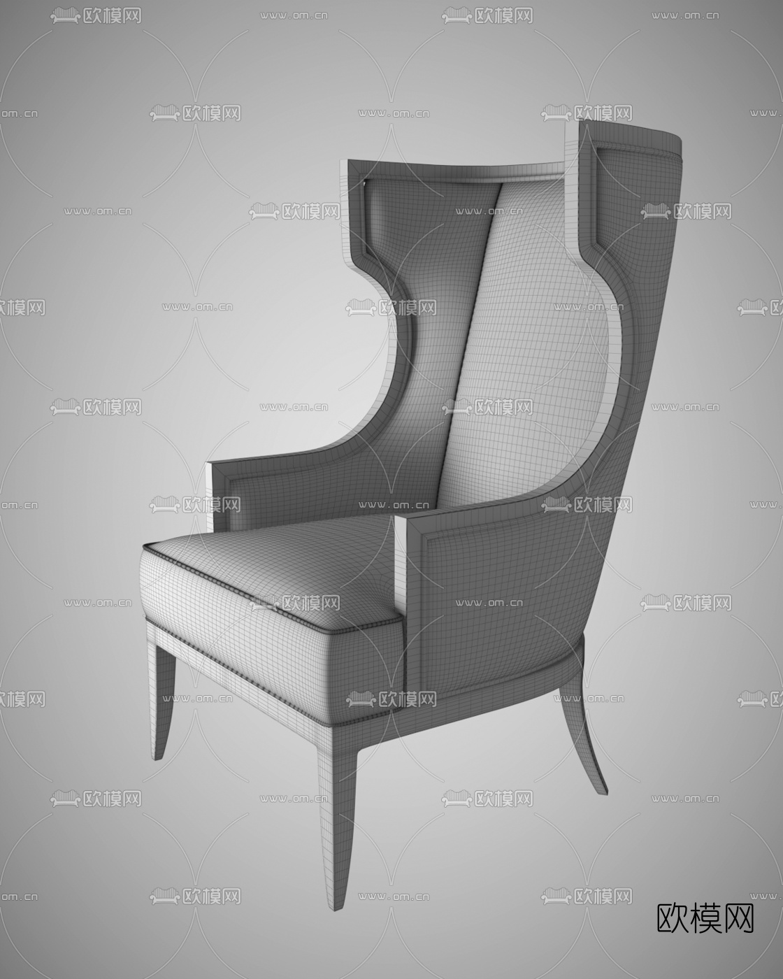 美式皮革靠背沙发椅3d模型下载（渲染图2）