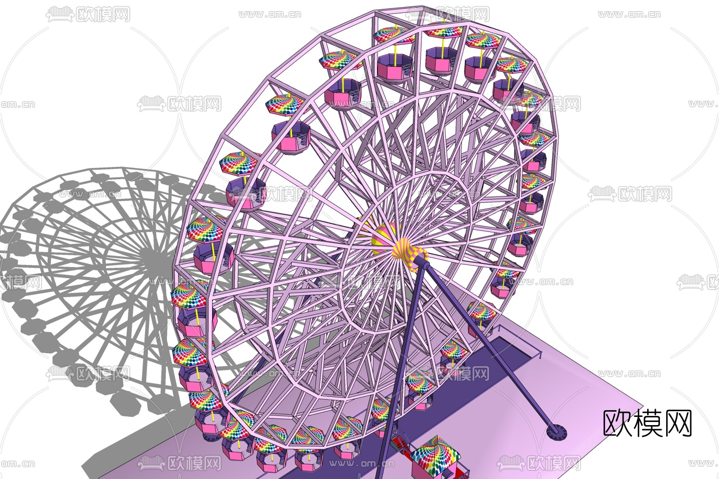 现代摩天轮免费su模型下载
