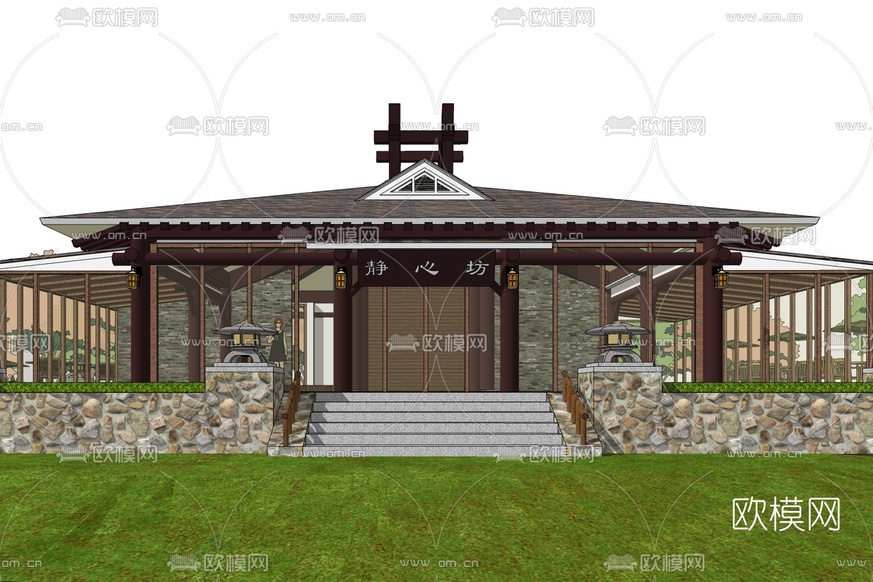 日式寺院免费su模型下载