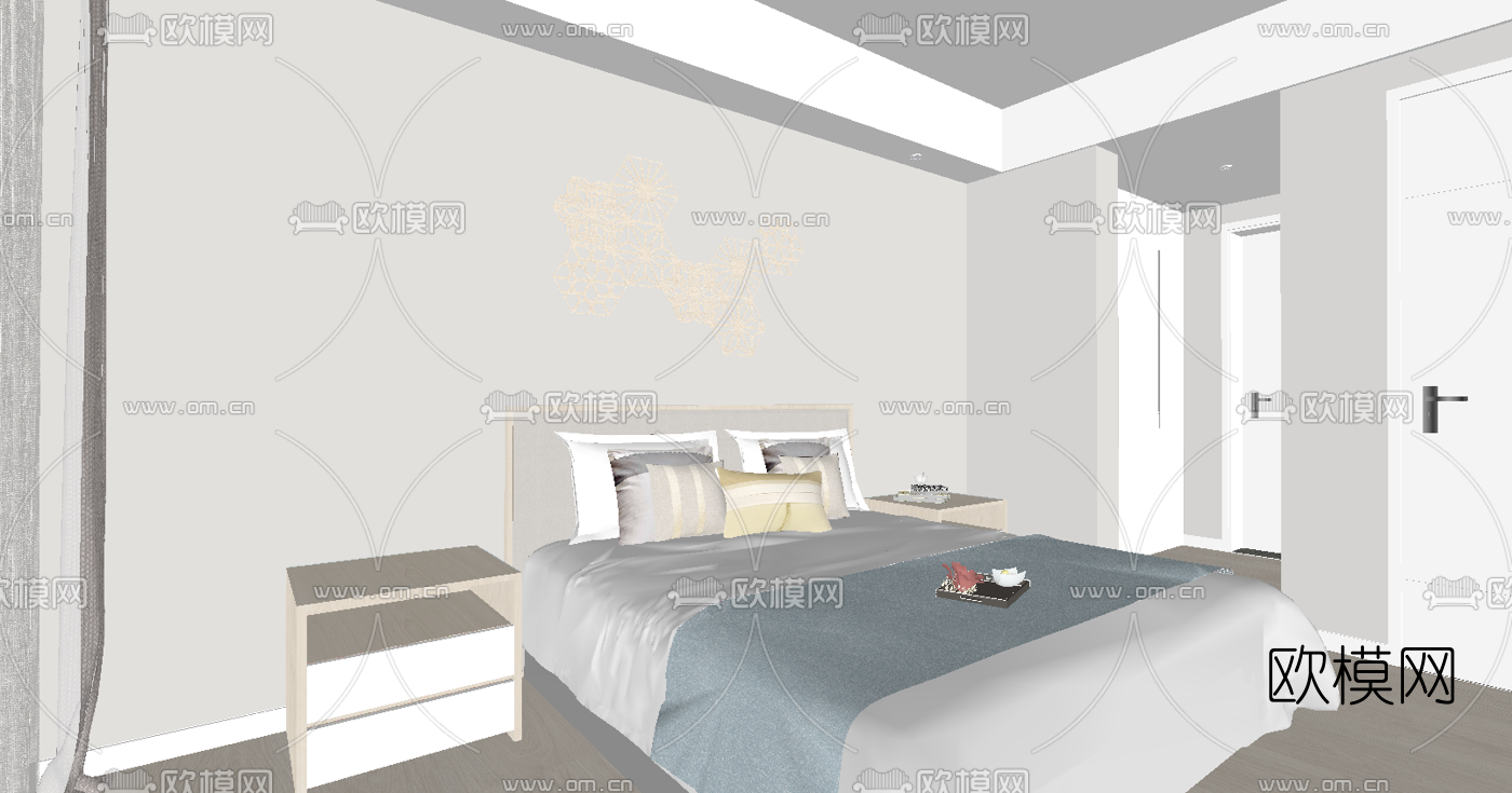 北欧客厅餐厅su模型下载（渲染图4）