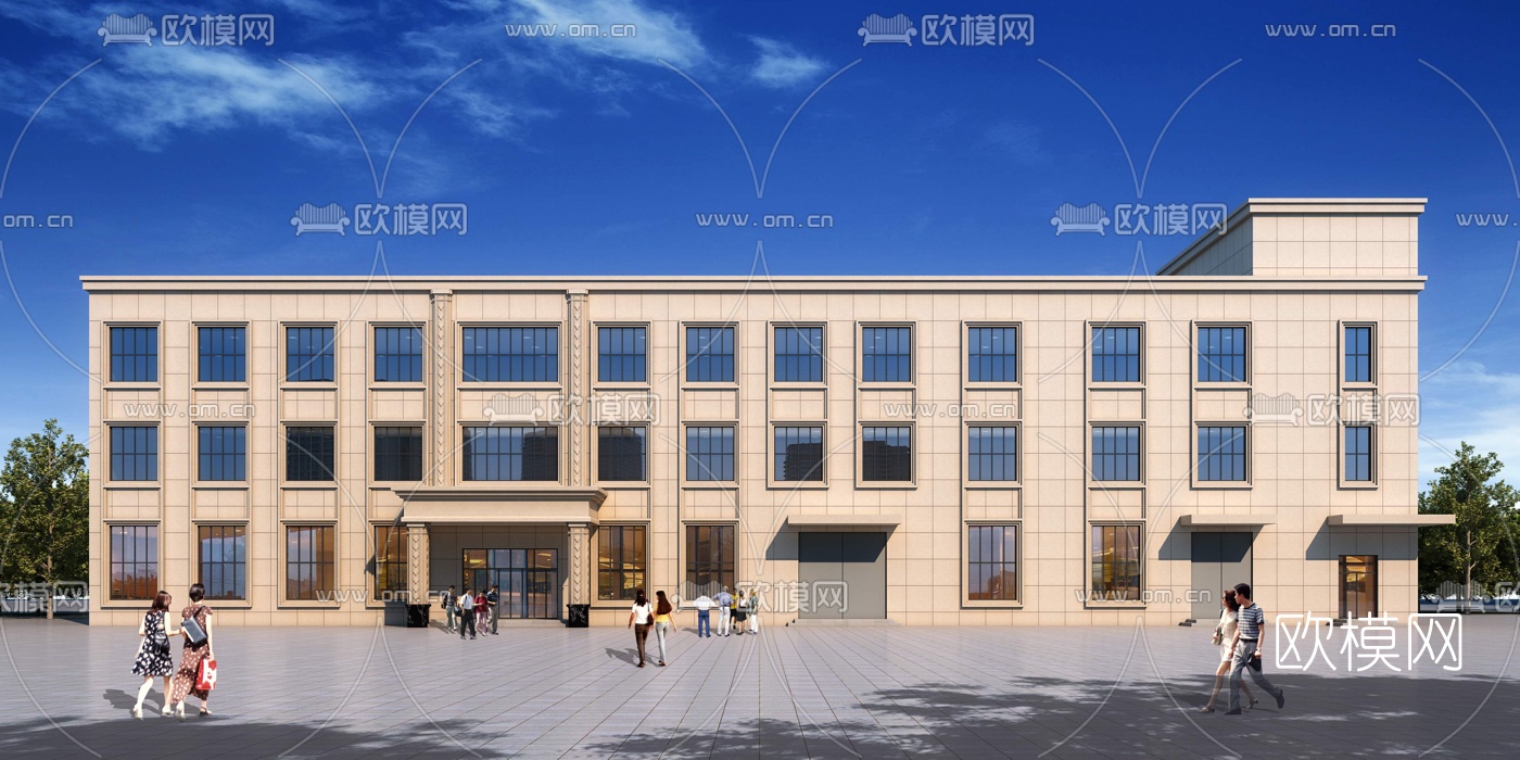 简欧办公楼外观3d模型
