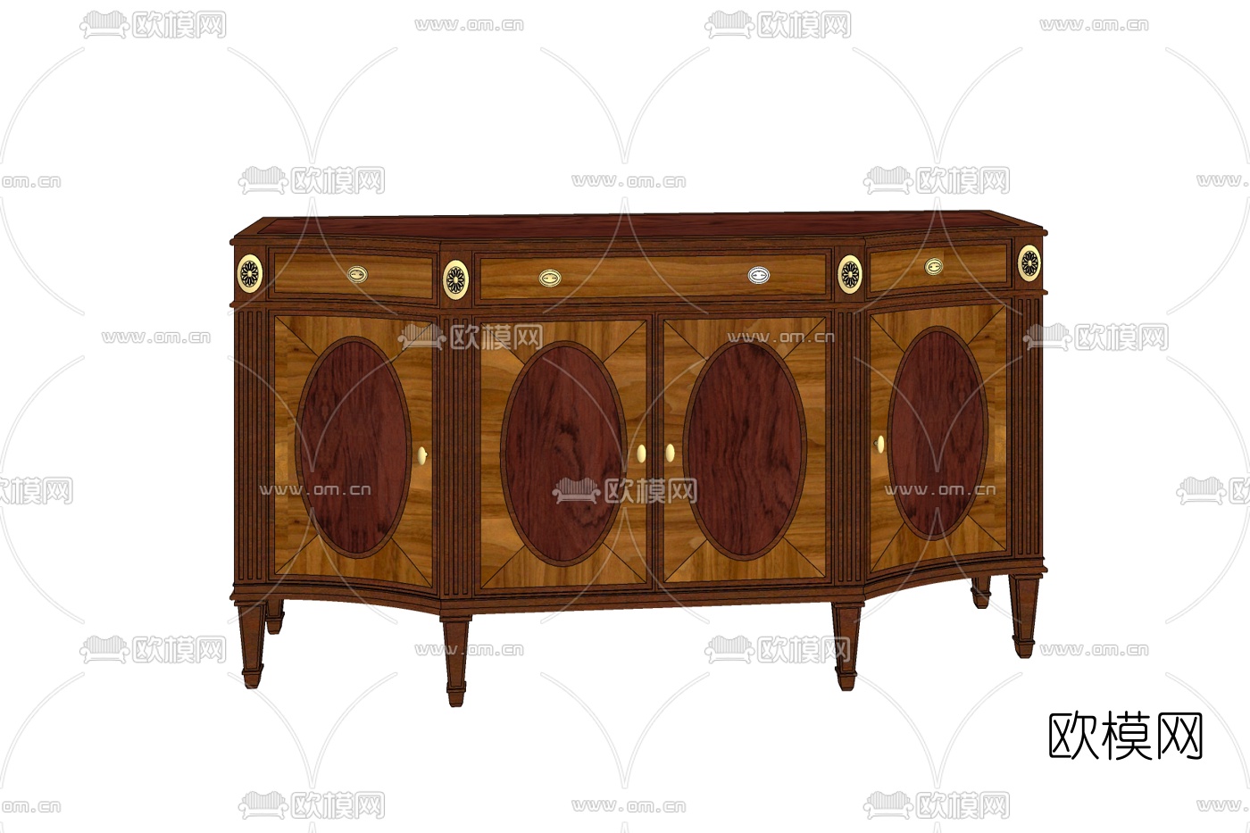 欧式古典边柜免费su模型下载