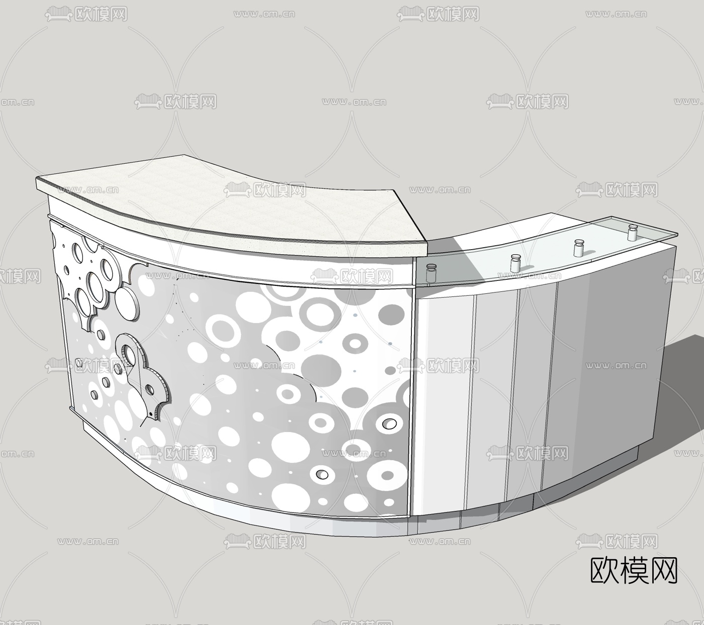 现代接待台免费su模型下载