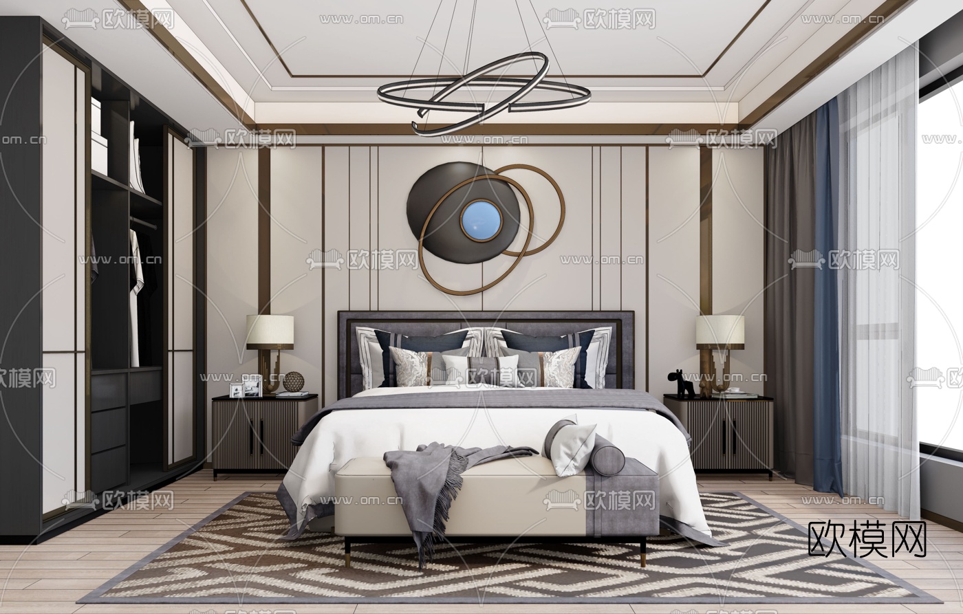 现代卧室主人房su模型