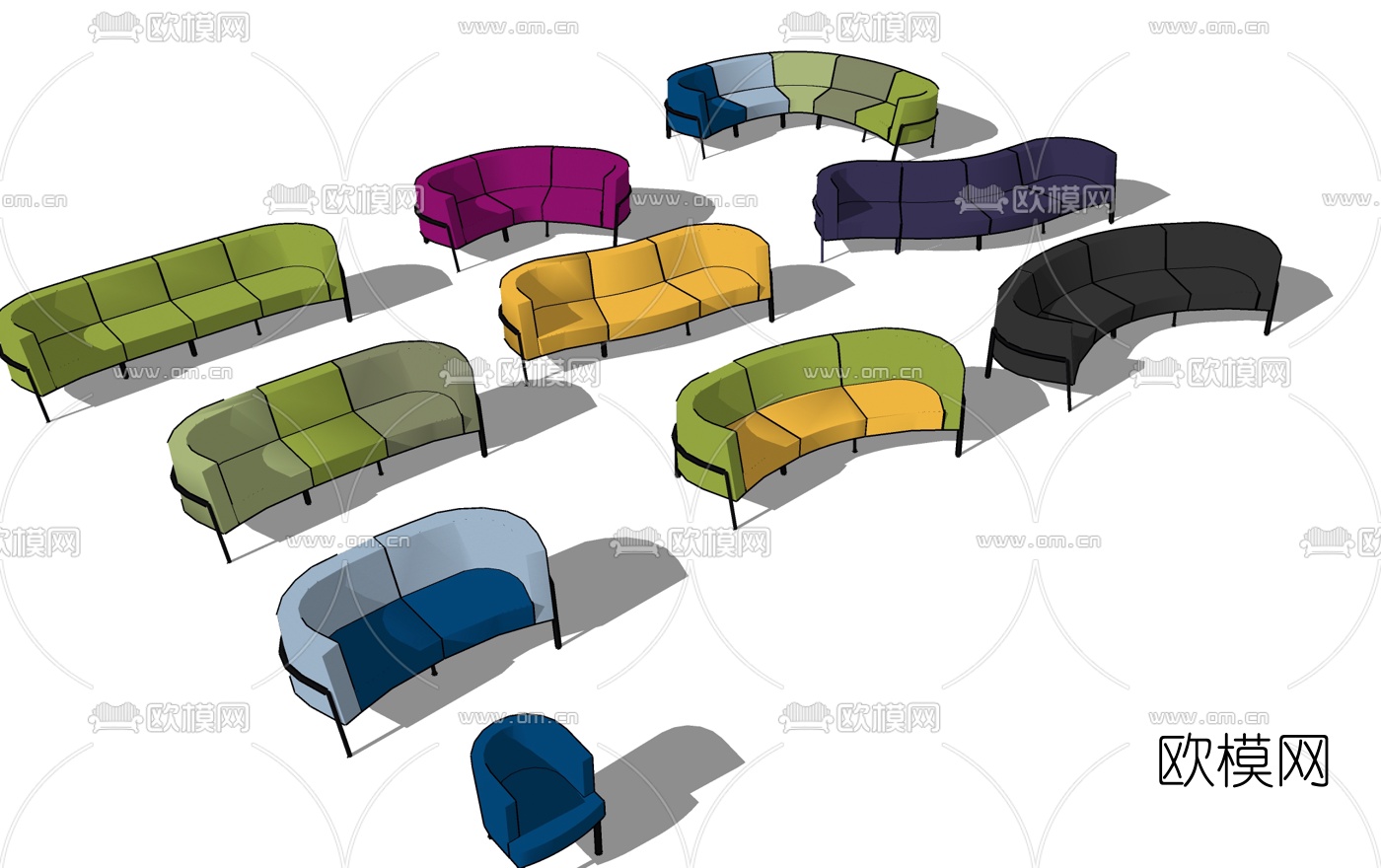 现代布艺休闲沙发su模型下载