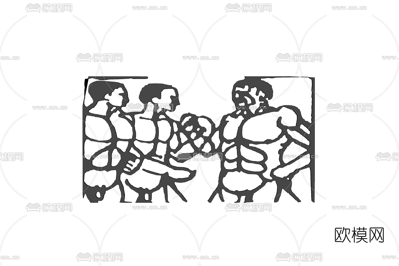 后现代人物铁艺栏杆免费su模型下载