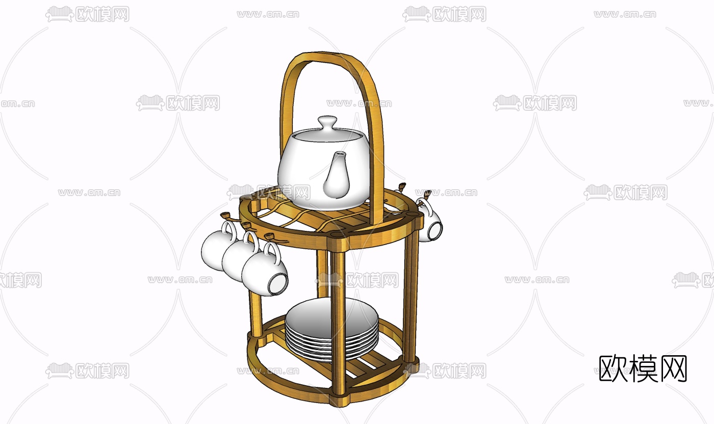 现代金属碗架免费su模型下载