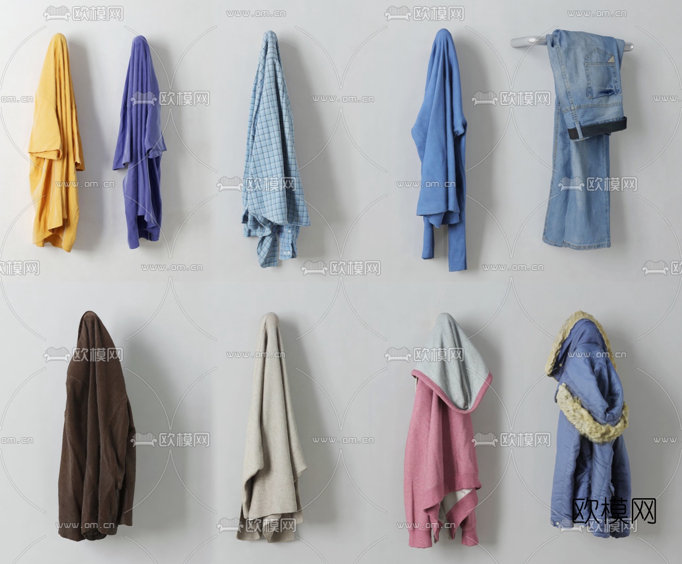 现代挂钩衣服3d模型下载