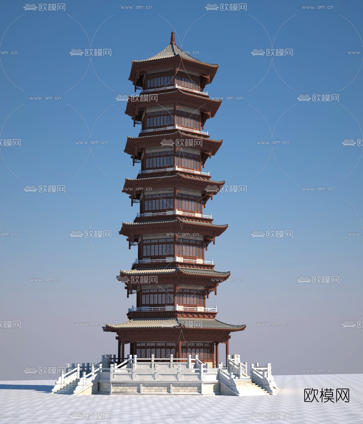 中国古代七层宝塔3D模型设计图__室外模型_3D设计_设计图库_昵图网nipic.com