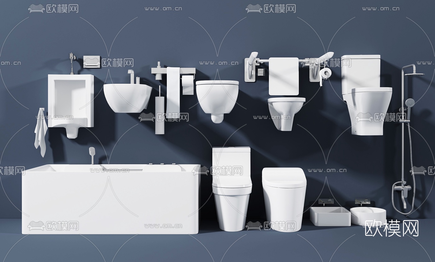 现代卫生间台盆马桶3d模型