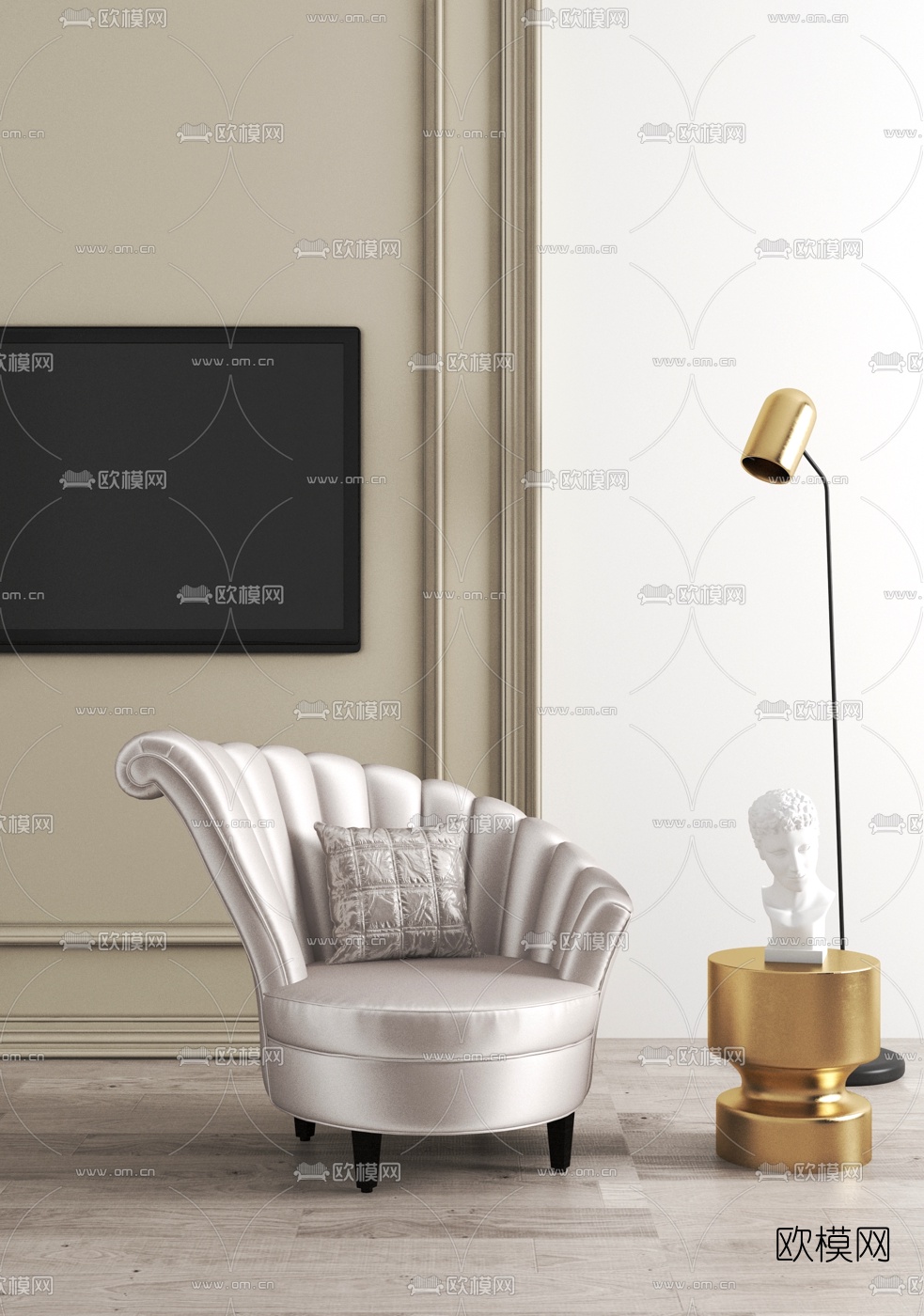 现代轻奢休闲沙发3d模型下载