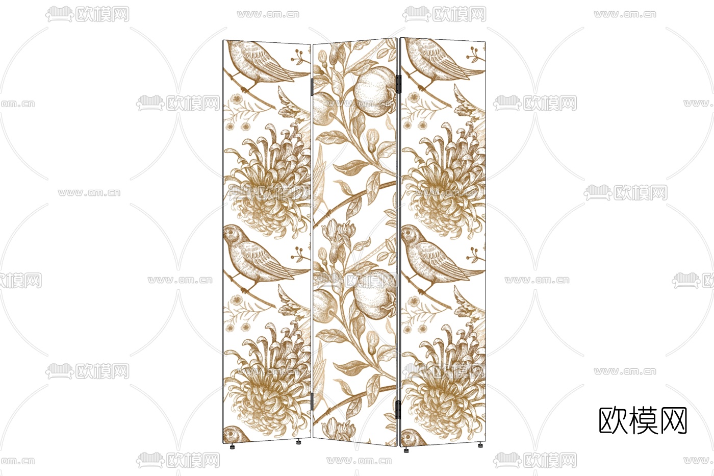 现代雕花屏风隔断免费su模型下载
