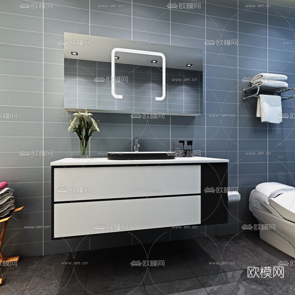 现代浴室柜洗手台3d模型