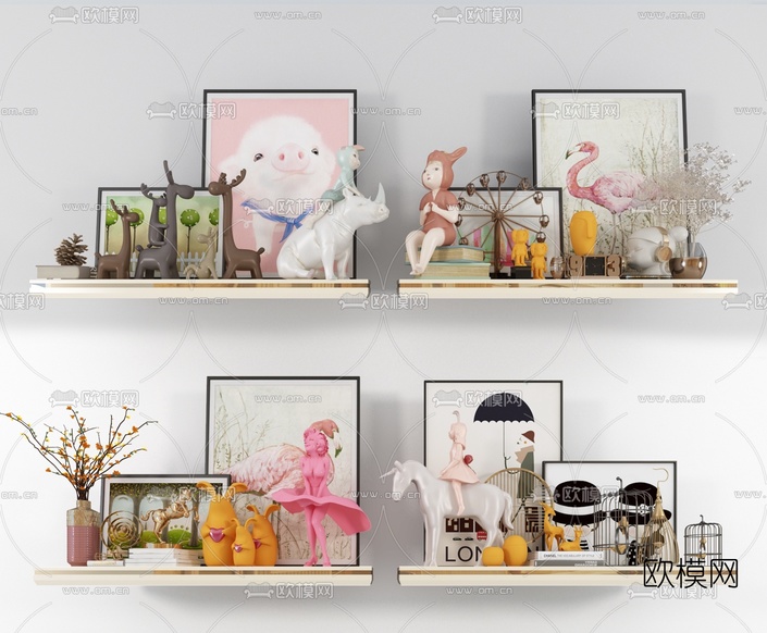 北欧挂画装饰饰品摆件组合3d模型下载