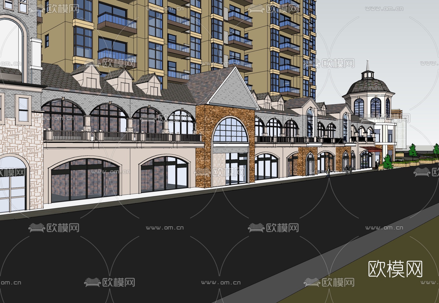 欧式沿街商业建筑免费su模型