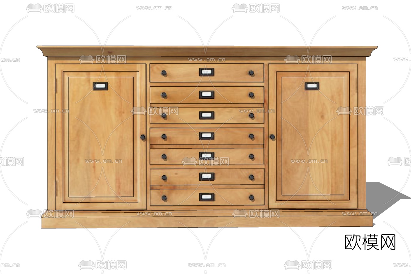 现代实木斗柜免费su模型下载
