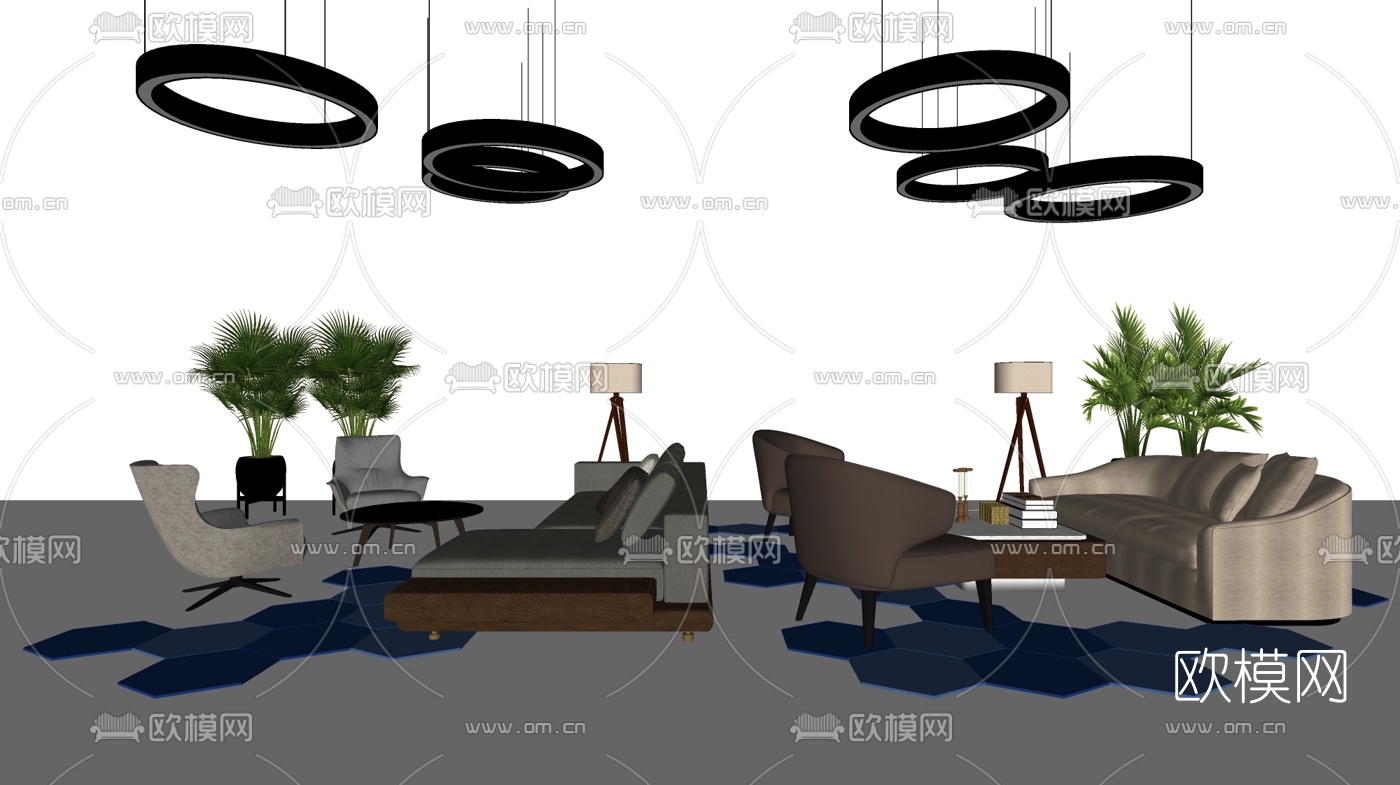 现代休闲办公沙发su模型下载