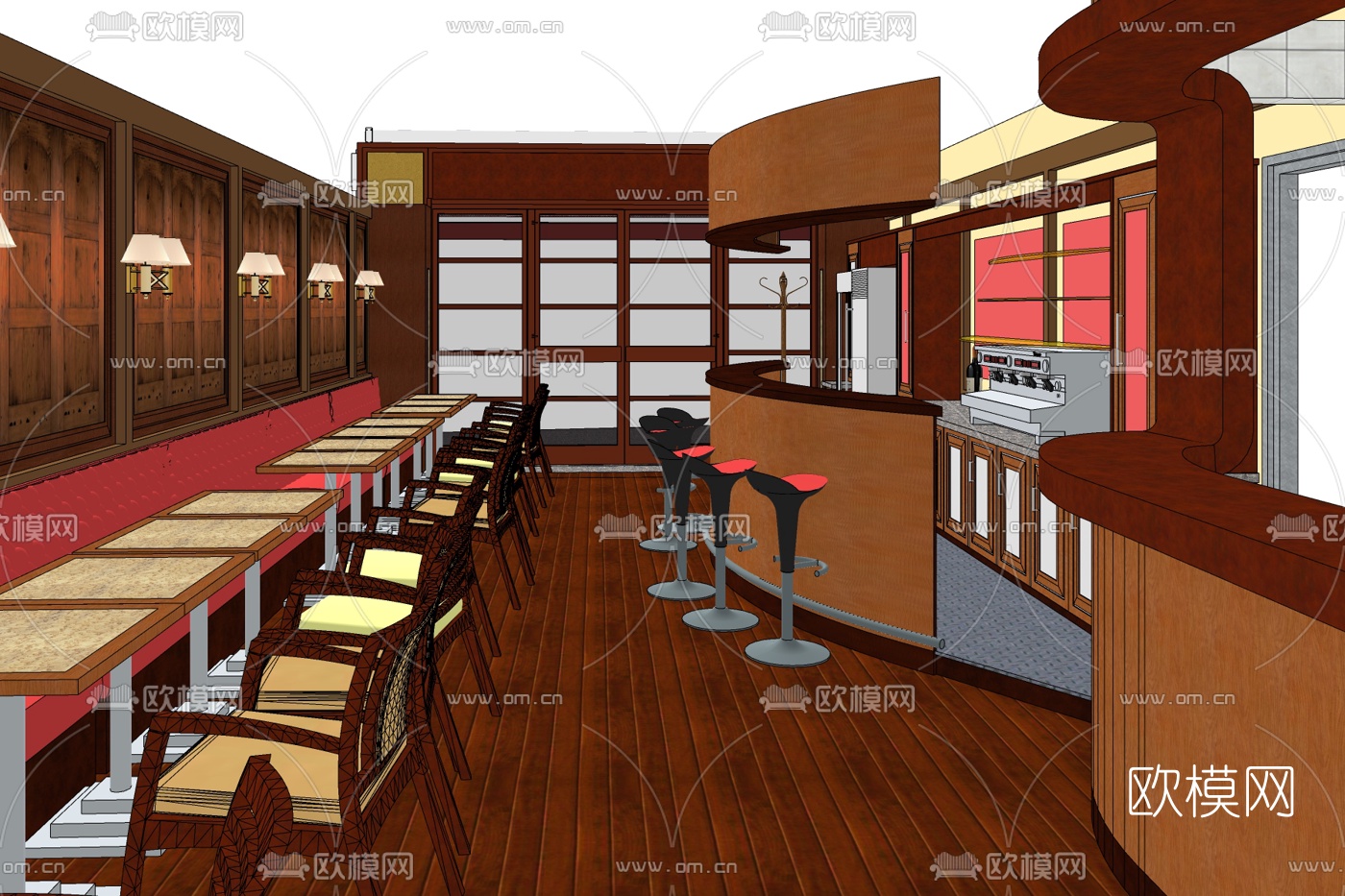 现代快餐店免费su模型下载