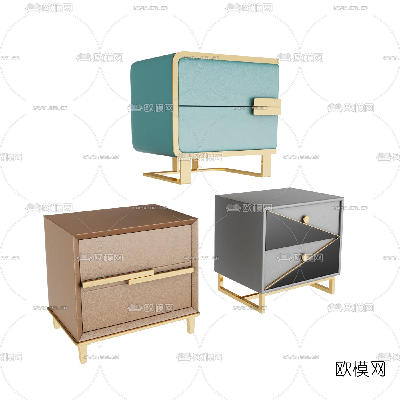 现代轻奢床头柜3d模型