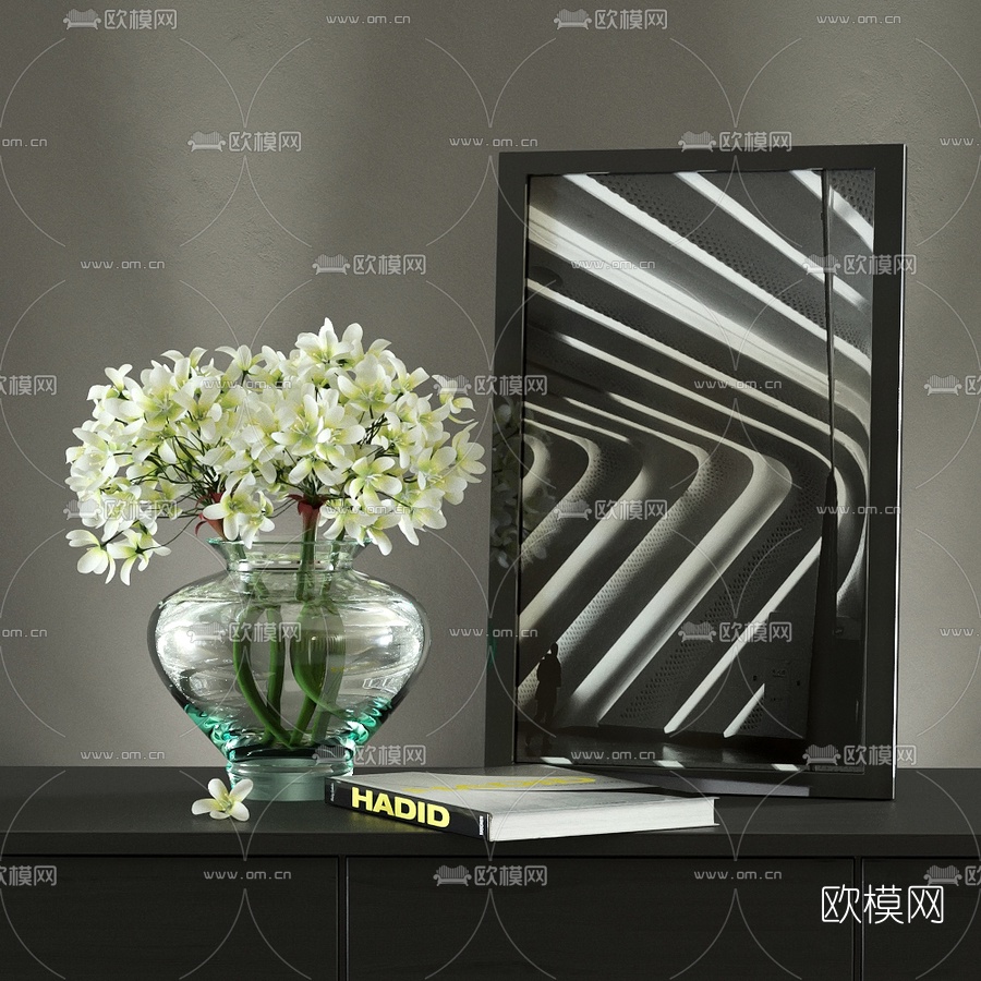 现代花瓶花卉3d模型