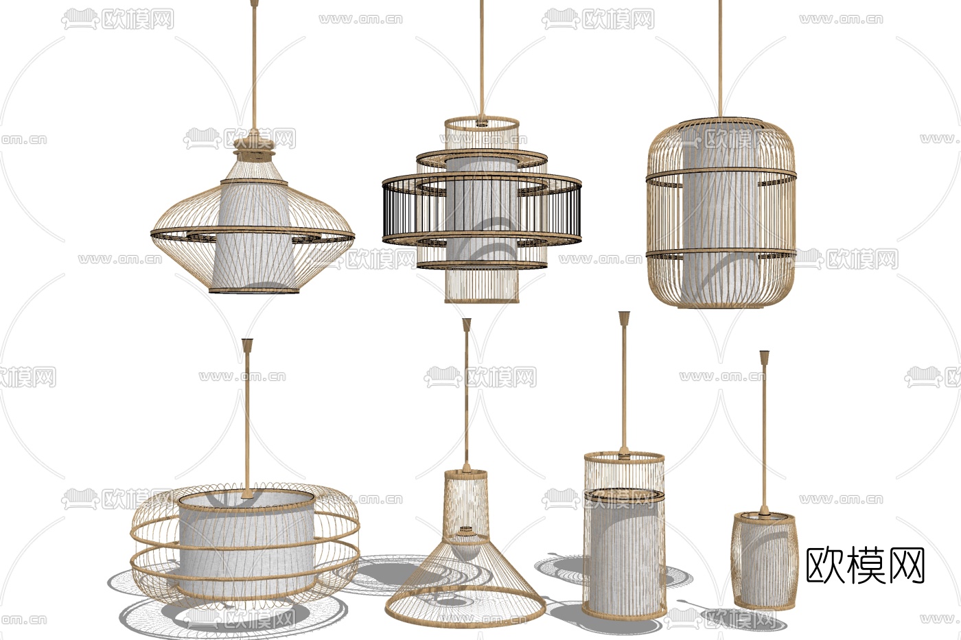 现代金属吊灯免费su模型下载
