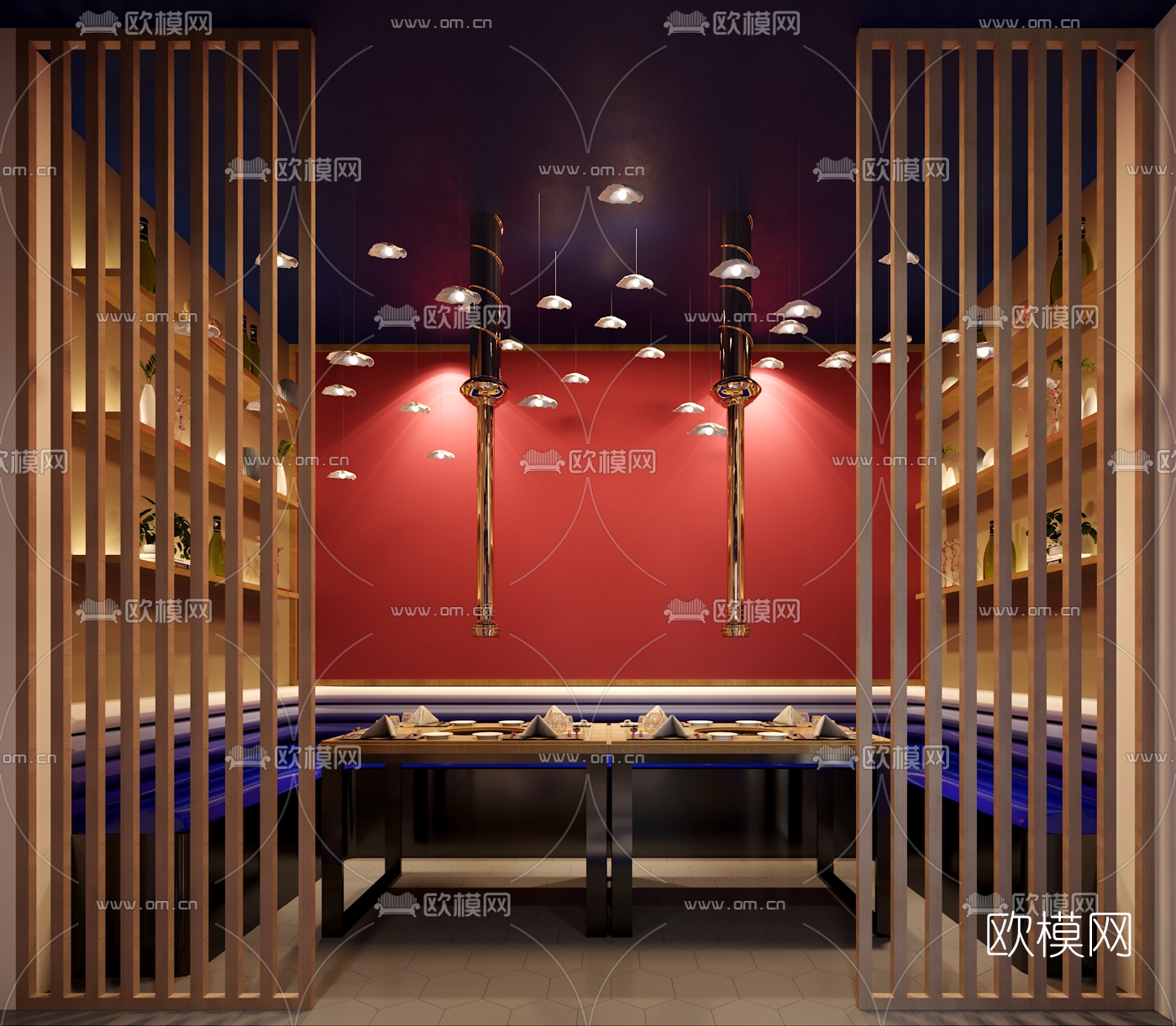 现代混搭火锅店3d模型下载（渲染图2）