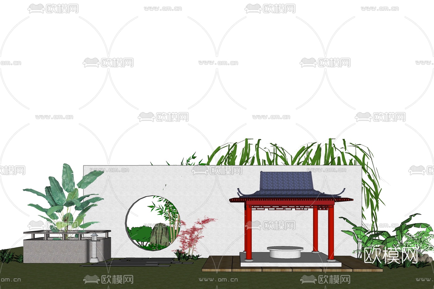 中式凉亭免费su模型下载