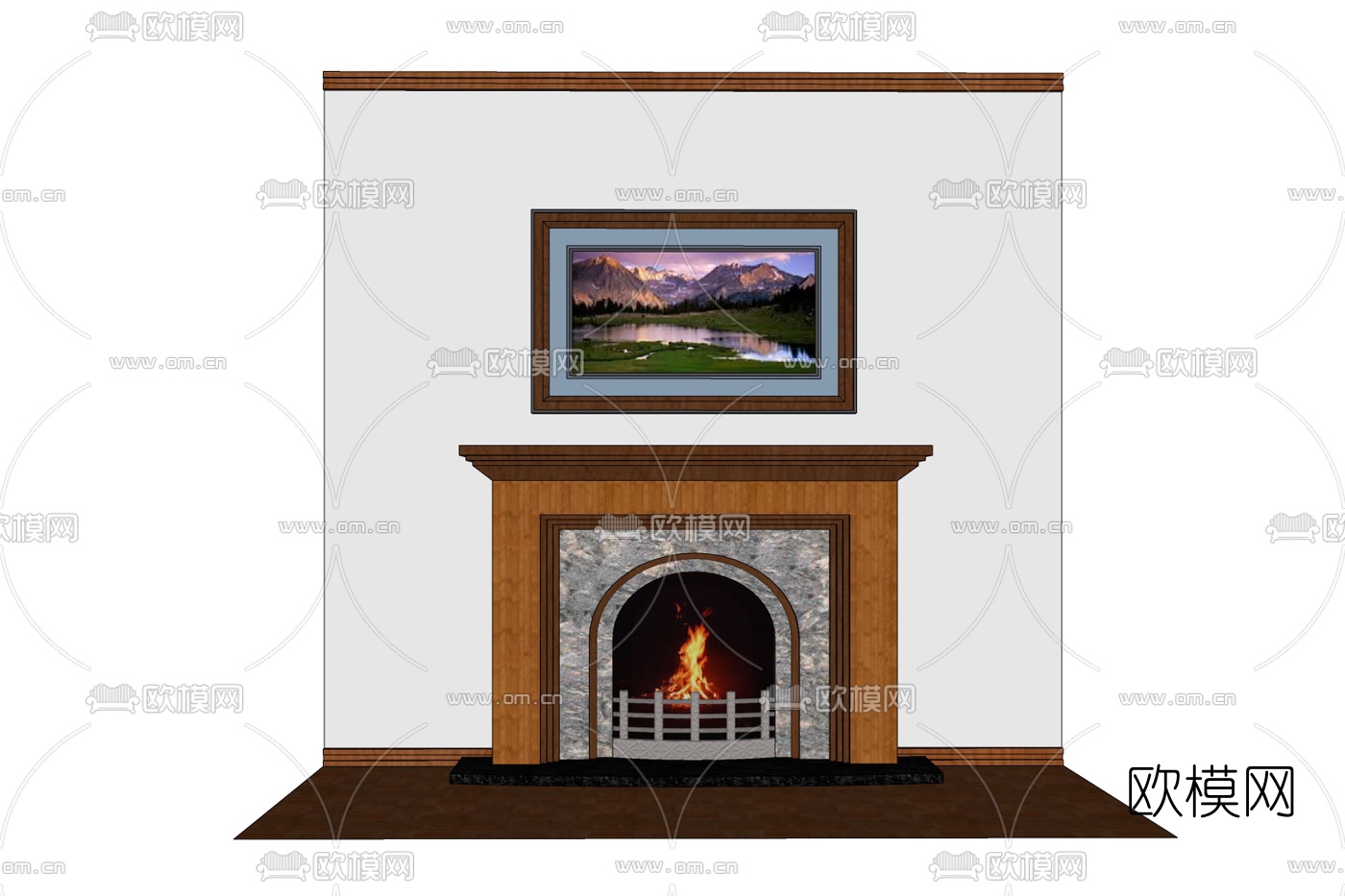 简欧壁炉免费su模型下载