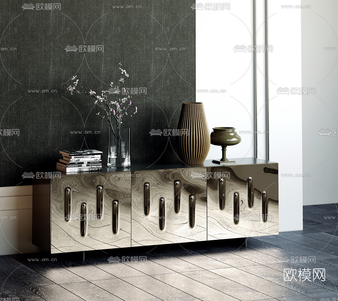 意大利Cattelan italia品牌 现代金属端景柜3d模型下载