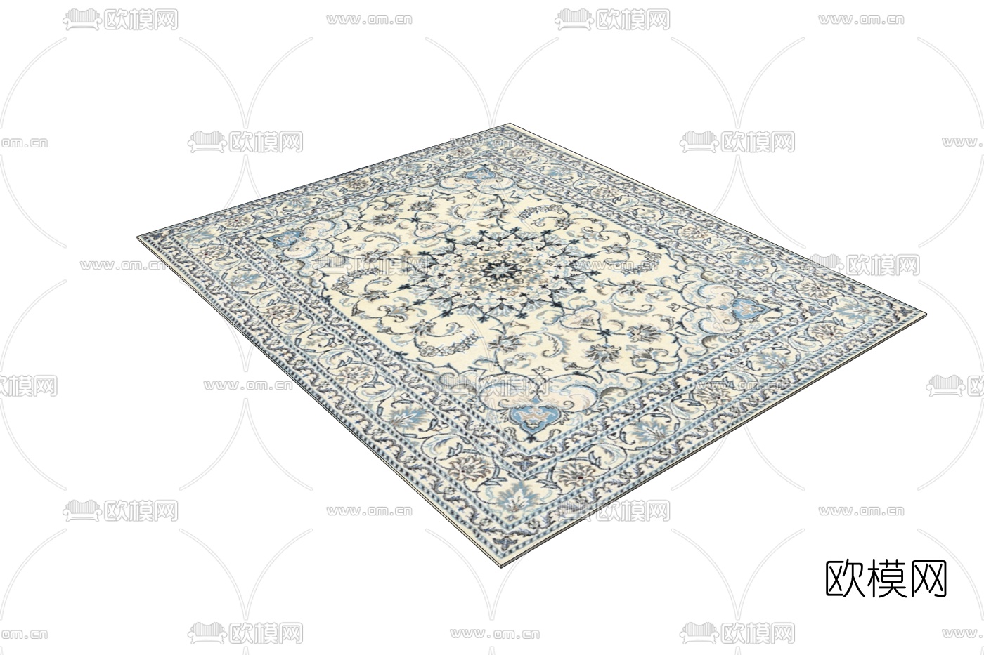 欧式布艺花纹地毯免费su模型下载