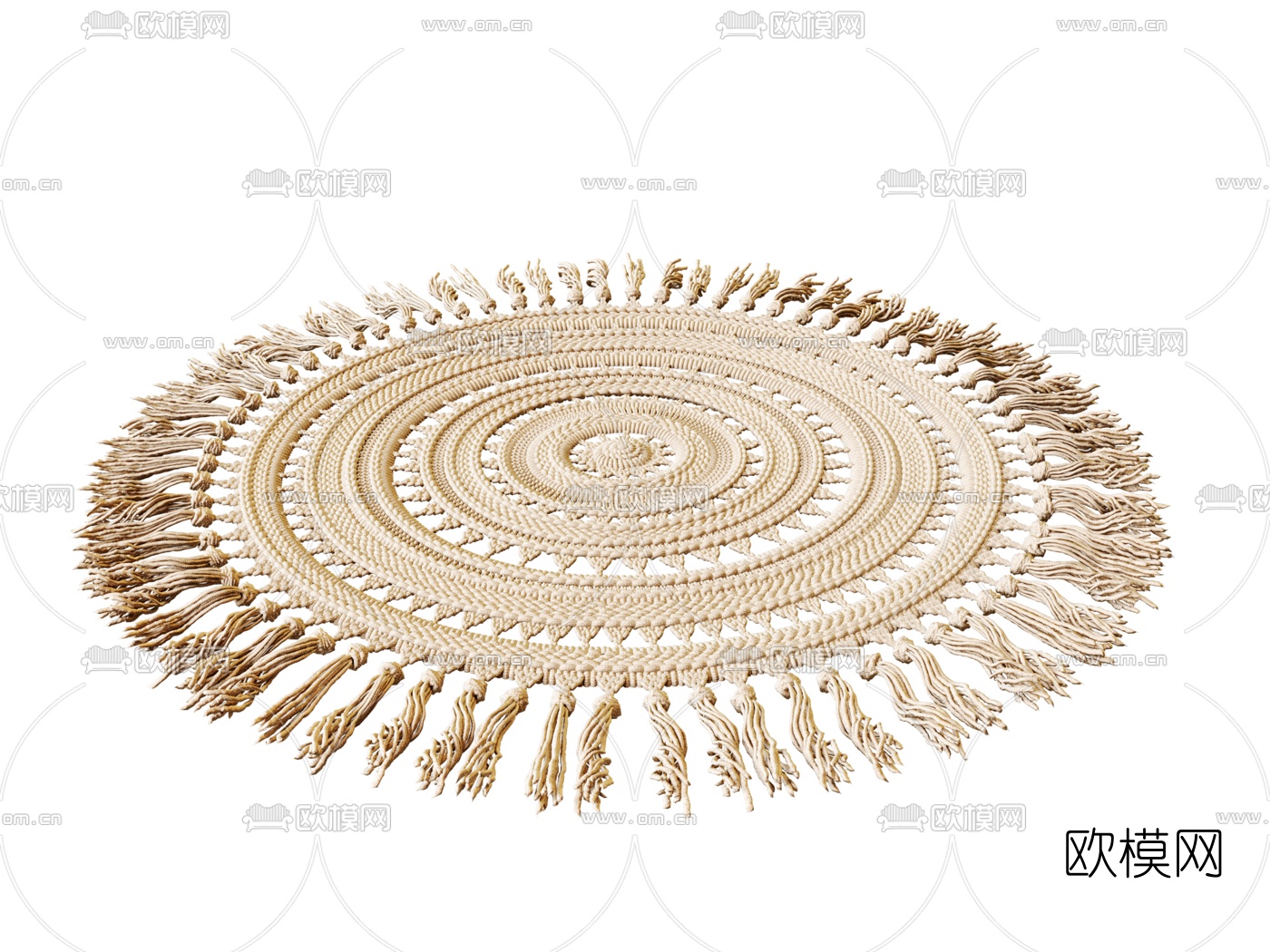 北欧圆形镂空编织地毯3d模型下载